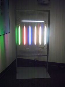fluorescent colored light bulb display